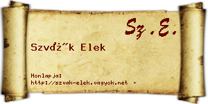 Szvák Elek névjegykártya